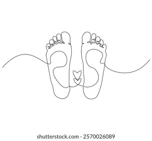 Continuous one line drawing of barefoot . Single line drawing illustration of barefoot . Concept vector art. Doodle line illustration.