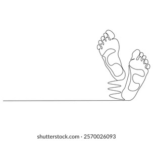 Continuous one line drawing of barefoot . Single line drawing illustration of barefoot . Concept vector art. Doodle line illustration.