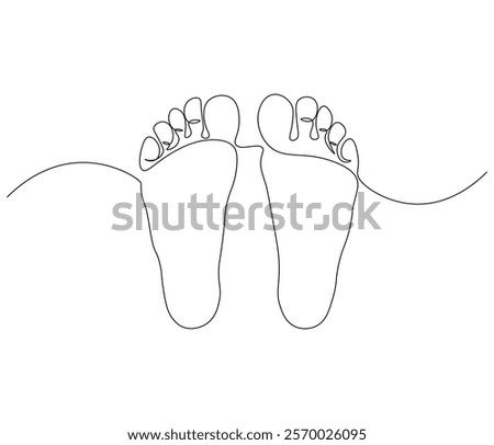 Continuous one line drawing of barefoot . Single line drawing illustration of barefoot . Concept vector art. Doodle line illustration.