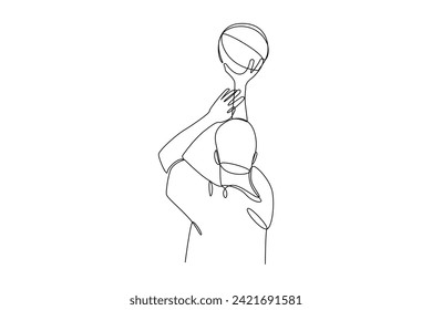 Continuous one line drawing Basket ball concept. Doodle vector illustration.