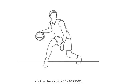 Continuous one line drawing Basket ball concept. Doodle vector illustration.