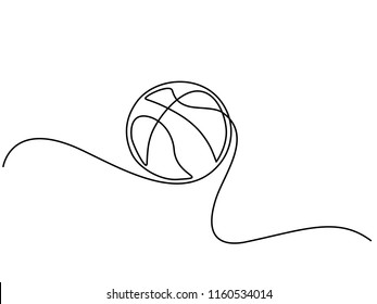 Continuous one line drawing. Basketball icon. Vector illustration