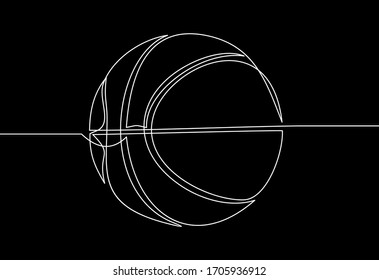 Continuous one line drawing. Basketball icon. Vector illustration
