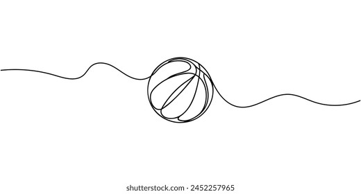 Continuous one line drawing. Basketball icon. Vector illustration.
