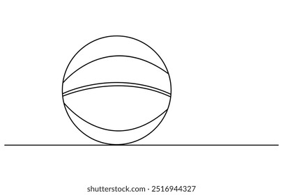 Continuous one line drawing. Basketball icon. Vector illustration, Modern illustration of a continuous one-line drawing of a basketball icon, A basketball is drawn in one line.