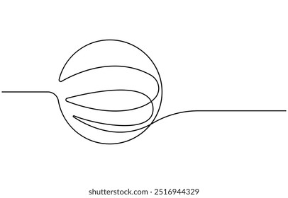 Desenho contínuo de uma linha. Ícone do basquete. Ilustração vetorial, Ilustração moderna de um desenho contínuo de uma linha de um ícone de basquete, Uma bola de basquete é desenhada em uma linha.