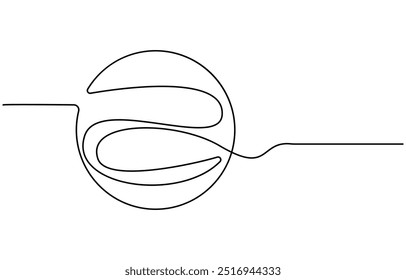 Kontinuierliche einzeilige Zeichnung. Basketball-Symbol. Vektorgrafik, Moderne Illustration einer durchgehenden einzeiligen Zeichnung eines Basketball-Symbols, Ein Basketball wird in einer Zeile gezeichnet.