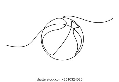Continuous one line drawing. Basketball icon, Vector illustration basketball Line art illustration on white background.