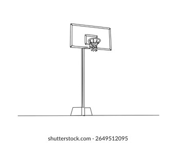 Desenho contínuo de uma linha de basquete. Ilustração de contorno de anel de aro de basquete. Vetor editável.
