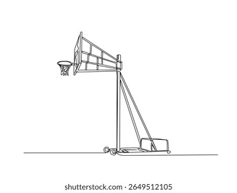 Desenho contínuo de uma linha de basquete. Ilustração de contorno de anel de aro de basquete. Vetor editável.
