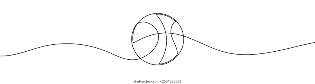 Kontinuierliche einzeilige Zeichnung eines Basketballs. Symbol für minimalistische Sportgeräte. Vektorgrafik.