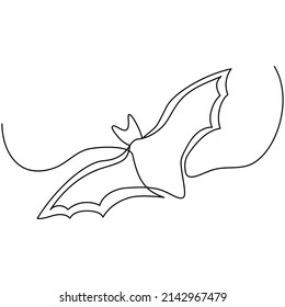 Continuous one line drawing of bat. Vector illustration	
