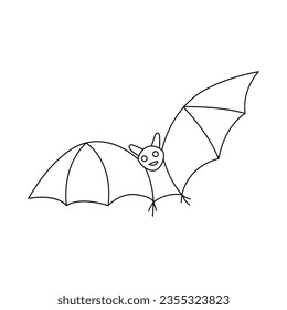 Continuous one line drawing of bat animals flying outline vector illustration