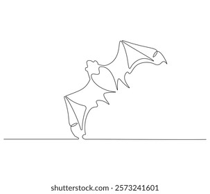 Continuous one line drawing of bat. Single line drawing illustration of bat. Bat symbol of luck. Concept vector art. Doodle line illustration.
