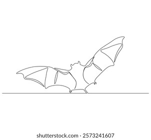 Continuous one line drawing of bat. Single line drawing illustration of bat. Bat symbol of luck. Concept vector art. Doodle line illustration.
