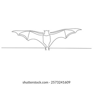 Continuous one line drawing of bat. Single line drawing illustration of bat. Bat symbol of luck. Concept vector art. Doodle line illustration.
