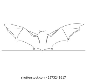 Continuous one line drawing of bat. Single line drawing illustration of bat. Bat symbol of luck. Concept vector art. Doodle line illustration.
