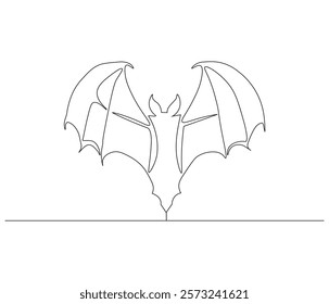 Continuous one line drawing of bat. Single line drawing illustration of bat. Bat symbol of luck. Concept vector art. Doodle line illustration.
