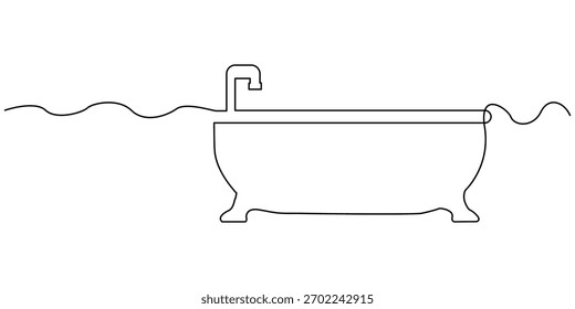 Kontinuierliche einzeilige Zeichnung der Badewanne Design.