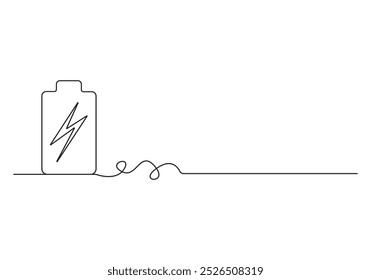 Desenho contínuo de uma linha de ilustração de vetor de carregamento de bateria