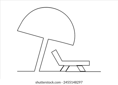 Continuous one line drawing of beach umbrella palm tree for summer holiday line art illustration