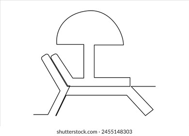 Continuous one line drawing of beach umbrella palm tree for summer holiday line art illustration