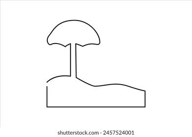 Continuous one line drawing of beach umbrella palm tree for summer holiday line art illustration