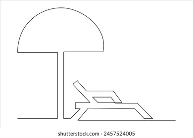 Continuous one line drawing of beach umbrella palm tree for summer holiday line art illustration