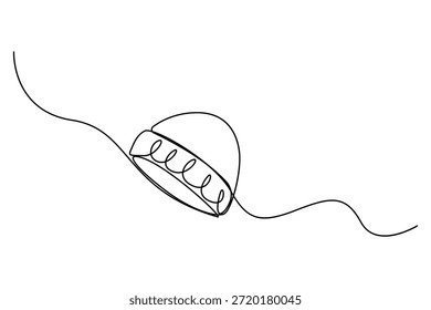 Desenho contínuo de uma linha de chapéu de gorro para o conceito quente de inverno
