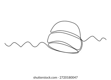 Desenho contínuo de uma linha de chapéu de gorro para o conceito quente de inverno
