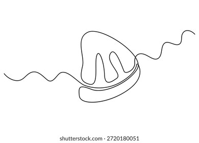 Desenho contínuo de uma linha de chapéu de gorro para o conceito quente de inverno
