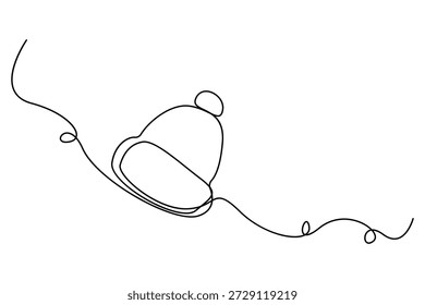 Desenho contínuo de uma linha de gorro chapéu inverno headwear conceito vetor ilustração
