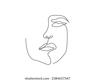 Continuous one line drawing of beautiful female face. pretty woman outline vector illustration. Editable stroke.