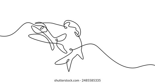 continuous one line drawing of a beautiful fish. animal theme abstract line art illustration