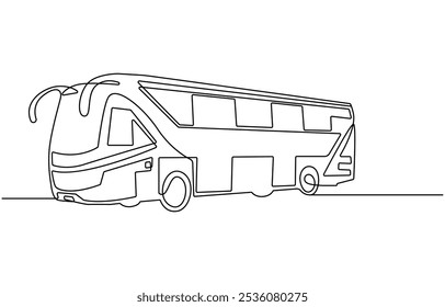 continuous one line drawing of a beautiful school bus. educational theme abstract line art illustration, bus one continuous line drawing, Continuous one line drawing of tourist bus. Simple travel bus 