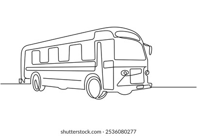 continuous one line drawing of a beautiful school bus. educational theme abstract line art illustration, bus one continuous line drawing, Continuous one line drawing of tourist bus. Simple travel bus 
