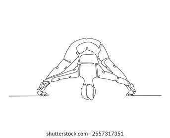 Continuous one line drawing of beautiful female yoga pose character. woman doing yoga exercise in single line draw vector illustration. Editable line vector. 
