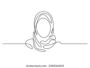 Continuous one line drawing of beautiful Muslim women in hijab. Single line art Arab woman vector illustration