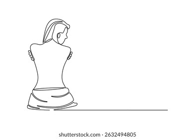 Dibujo continuo de una línea de la mujer hermosa con su espalda. Ilustración de dibujo de una sola línea de la parte posterior desnuda de un cuerpo de mujer. Arte vectorial de concepto de bienestar de belleza de mujer. Ilustración de línea Doodle.