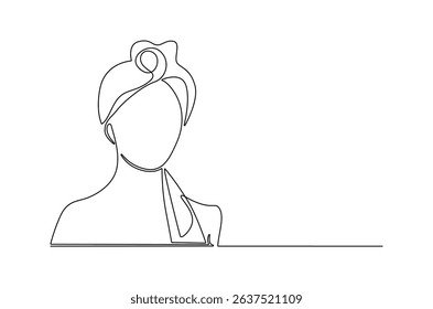 Continuous one line drawing of Beautiful woman with towel. Single line drawing illustration of Sensual woman with towel on head. International Beauty day concept vector art. Doodle line illustration.