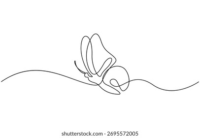 Desenho contínuo de uma linha de belo conceito de vida selvagem animal de borboleta voadora natureza. Ilustração de vetor de estilo de minimalismo