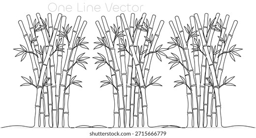 Continuous one line drawing of a beautiful bamboo forest. Organic plant concept for wallpaper, print, or web design. Modern single line art style graphic. Simple and elegant. Vector illustration