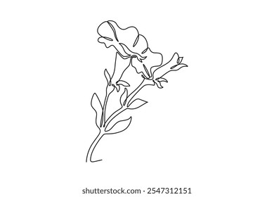 desenho contínuo de uma linha de beleza petunioideae fresco para casa decoração parede cartaz arte. Ilustração gráfica vetorial de design de desenho de linha única