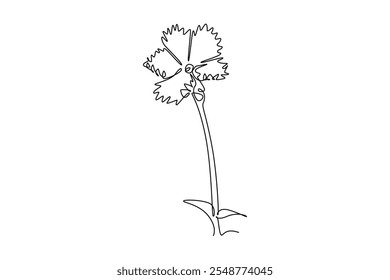 Dibujo continuo de una línea de belleza fresca dianthus para impresión de póster de arte de decoración de pared para el hogar. Concepto decorativo de la flor del clavel para el icono verde del parque. Ilustración gráfica de Vector de diseño de línea única