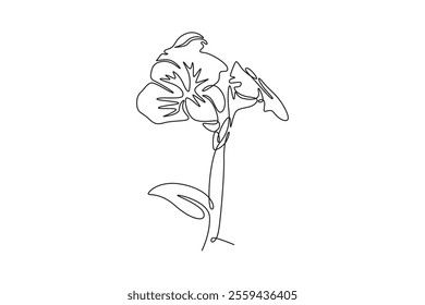 Continuous one line drawing beauty fresh canna for garden logo. Printable decorative canna lily flower concept for home decor wall art poster print. Single line draw design vector graphic illustration