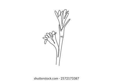 Continuous one line drawing beauty fresh agave amica for home decor wall art poster print. Decorative tuberose flower concept for floral card frame. Single line draw design vector graphic illustration