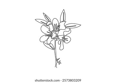 Continuous one line drawing beauty fresh azalea for home decor wall art poster. Decorative rhododendron flower concept for wedding invitation card. Single line draw design vector graphic illustration