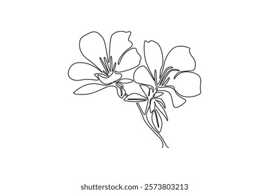 Continuous one line drawing beauty fresh azalea for garden logo. Decorative rhododendron flower concept for home wallpaper decor art poster print. Single line draw design vector graphic illustration