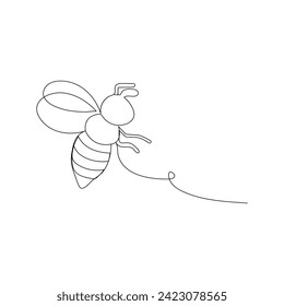  Continuous one line drawing of bee outline vector illustration