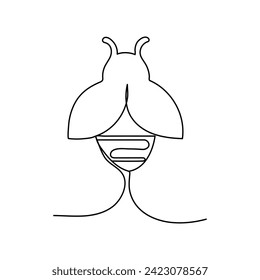  Dibujo continuo de una línea de la ilustración vectorial del contorno de abejas